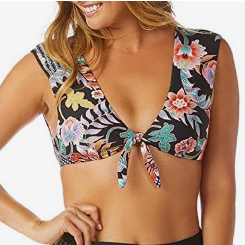 NWT Raisins Indo Bloom Ibiza Tie Front Swim top M